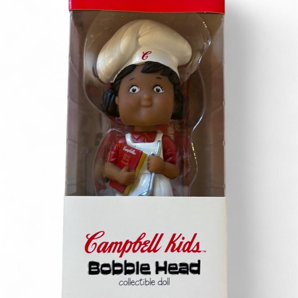 Vintage 2002 Campbell Kids Bobble Head Chef Girl Collectible Doll NIB Red White